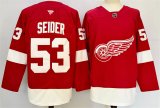 Cheap Men's Detroit Red Wings #53 Moritz Seider Red 2024-25 Home Stitched Jersey