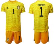 Wholesale Cheap Belgium 1 COURTOIS Yellow Goalkeeper UEFA Euro 2020 Soccer Jersey