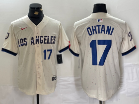 Wholesale Cheap Mens Los Angeles Dodgers #17 Shohei Ohtani Cream 2024 City Connect Limited Stitched Jersey