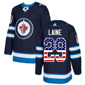 Wholesale Cheap Adidas Jets #29 Patrik Laine Navy Blue Home Authentic USA Flag Stitched Youth NHL Jersey