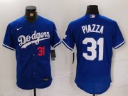 Cheap Men's Los Angeles Dodgers #31 Mike Piazza Number Blue Flex Base Stitched Baseball Jersey