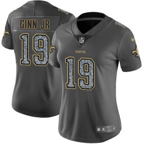 Wholesale Cheap Nike Saints #19 Ted Ginn Jr Gray Static Women\'s Stitched NFL Vapor Untouchable Limited Jersey