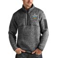 Wholesale Cheap Men's Kansas City Chiefs NFL Heather Charcoal Super Bowl LIV Bound Fortune Quarter-Zip Pullover Jacket