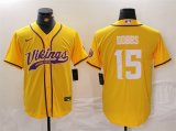 Cheap Men's Minnesota Vikings #15 Joshua Dobbs Yellow Cool Base Stitched Baseball Jersey