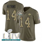 Wholesale Cheap Nike Chiefs #14 Sammy Watkins Olive/Camo Super Bowl LIV 2020 Men's Stitched NFL Limited 2017 Salute To Service Jersey