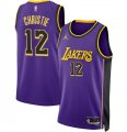 Men's Los Angeles Lakers #12 Max Christie Purple 2024 Statement Edition Stitched Basketball Jersey