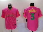 Cheap Men's San Diego Padres #3 Jackson Merrill Pink Player Number Fashion Baseball Jerseys