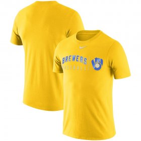 Wholesale Cheap Milwaukee Brewers Nike MLB Practice T-Shirt Gold