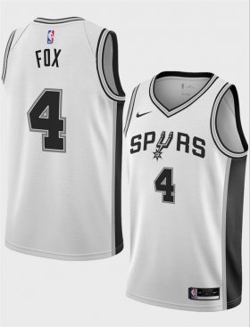 Cheap Men\'s San Antonio Spurs #4 De\'Aaron Fox White 2024-25 Association Edition Stitched Basketball Jersey