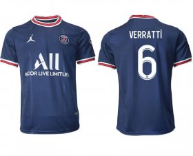 Wholesale Cheap Men 2021-2022 Club Paris Saint-Germain home aaa version blue 6 Soccer Jersey