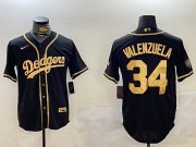 Cheap Men's Los Angeles Dodgers #34 Fernando Valenzuela Black Authentic Collection Stitched MLB Jersey