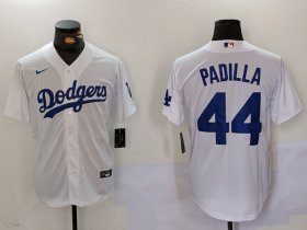 Men\'s Los Angeles Dodgers #44 Vicente Padilla White Cool Base Stitched Jersey