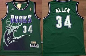 Wholesale Cheap Men\'s Milwaukee Bucks #34 Ray Allen ABA Hardwood Classic Swingman Green Throwback Jersey