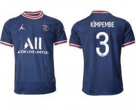 Wholesale Cheap Men 2021-2022 Club Paris Saint-Germain home aaa version blue 3 Soccer Jersey