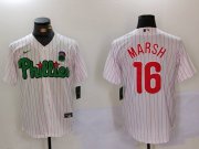 Cheap Men's Philadelphia Phillies #16 Brandon Marsh White Green Cool Base Stitched Jersey