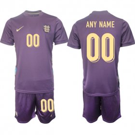 Cheap Men\'s England Custom 2024-25 Purple Away Soccer Jersey Suit