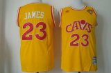 Wholesale Cheap Men's Cleveland Cavaliers #23 LeBron James 2015 The Finals CavFanatic Yellow Hardwood Classics Soul Swingman Throwback Jersey