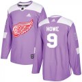 Wholesale Cheap Adidas Red Wings #9 Gordie Howe Purple Authentic Fights Cancer Stitched NHL Jersey