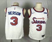 Wholesale Cheap Men's Philadelphia 76ers #3 Allen Iverson White 2019-20 Hardwood Classics Jersey With The Sponsor Logo