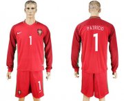 Wholesale Cheap Portugal #1 Patricio Home Long Sleeves Soccer Country Jersey