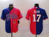 Cheap Men's Buffalo Bills #17 Josh Allen Red Blue Team Cool Base Stitched Baseball Jerseys