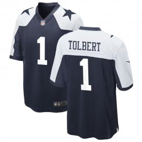 Cheap Men\'s Dallas Cowboys #1 Jalen Tolbert Thanksgiving Blue Vapor Limited Jersey