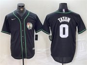 Wholesale Cheap Men's Boston Celtics #0 Jayson Tatum Black With Patch Stitched Baseball Jersey