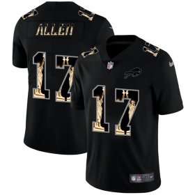 Wholesale Cheap Buffalo Bills #17 Josh Allen Carbon Black Vapor Statue Of Liberty Limited NFL Jersey