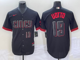 Wholesale Cheap Men's Cincinnati Reds #19 Joey Votto Number Black 2023 City Connect Cool Base Stitched Jersey2