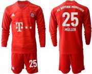 Wholesale Cheap Bayern Munchen #25 Muller Home Long Sleeves Soccer Club Jersey