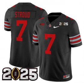 Men\'s Ohio State Buckeyes #7 C.J. Stroud Black 2025 CFP Final Patch F.U.S.E. Vapor Limited Stitched Football Jersey