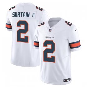 Cheap Men\'s Denver Broncos #2 Pat Surtain II White 2024 Draft F.U.S.E. Vapor Limited Stitched Jersey