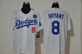 Wholesale Cheap Los Angeles Dodgers #8 Kobe Bryant Men\'s Nike White Cool Base KB Patch MLB Jersey