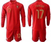 Wholesale Cheap Men 2021 European Cup Portugal home red Long sleeve 17 Soccer Jersey