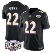 Cheap Men's Baltimore Ravens #22 Derrick Henry Black F.U.S.E 2024 AFC North Division Champions Vapor Limited Football Jersey