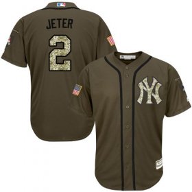 Wholesale Cheap Yankees #2 Derek Jeter Green Salute to Service Stitched Youth MLB Jersey