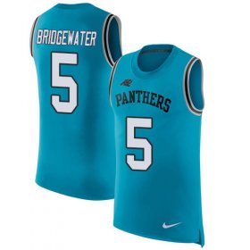 Wholesale Cheap Nike Panthers #5 Teddy Bridgewater Blue Alternate Men\'s Stitched NFL Limited Rush Tank Top Jersey