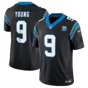 Cheap Men's Carolina Panthers #9 Bryce Young Black 2024 30th Anniversary Patch F.U.S.E. Vapor Limited Stitched Football Jersey