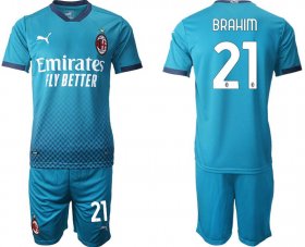 Wholesale Cheap Men 2020-2021 club AC milan away 21 blue Soccer Jerseys