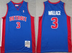 Cheap Men\'s Detroit Pistons #3 Ben Wallace Blue Throwback Stitched Jersey