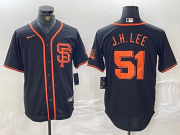 Cheap Men's San Francisco Giants #51 Jung Hoo Lee Black With SF Stitched Cool Base Nike Jersey