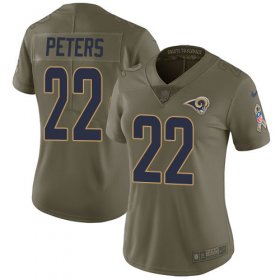 Wholesale Cheap Nike Rams #22 Marcus Peters Olive Women\'s Stitched NFL Limited 2017 Salute to Service Jersey