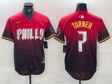 Cheap Men's Philadelphia Phillies #7 Trea Turner Red 2024 City Cool Base Jersey