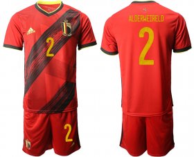 Wholesale Cheap Men 2021 European Cup Belgium home red 2 Soccer Jersey