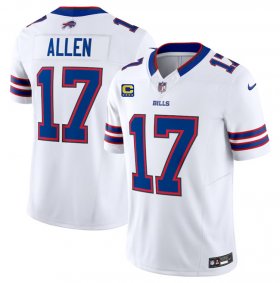 Wholesale Cheap Men\'s Buffalo Bills #17 Josh Allen White 2023 F.U.S.E. With 4-Star C Patch Vapor Untouchable Limited Football Stitched Jersey