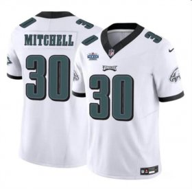 Men\'s Philadelphia Eagles #30 Quinyon Mitchell White 2024 With Dradt Patch F.U.S.E Vapor Untouchable Limited Stitched Football Jersey