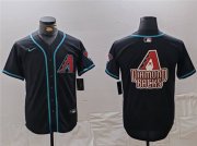 Cheap Men's Arizona Diamondbacks Black Team Big Logo Cool Base Stitched Baseball Jersey