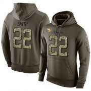 Wholesale Cheap NFL Men's Nike Minnesota Vikings #22 Harrison Smith Stitched Green Olive Salute To Service KO Performance Hoodie