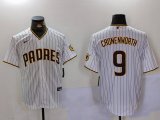 Cheap Men's San Diego Padres #9 Jake Cronenworth White Team Logo Stitched MLB Cool Base Nike Jersey