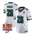 Cheap Men's Philadelphia Eagles #26 Saquon Barkley White 2025 Eagles Logo Super Bowl LIX Patch New F.U.S.E. Vapor Untouchable Limited Football Stitched Jersey